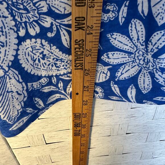 Loft women’s T-shirt Dolman sleeve blue white paisley Linen blend cool breezy  - Picture 5 of 8